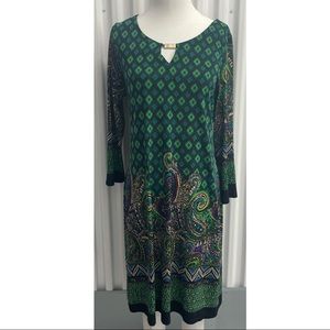 Sz Md Green Paisley MSK Midi Dress